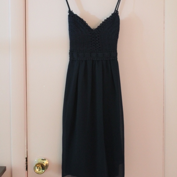 Crochet Top Navy Dress - Picture 2 of 8